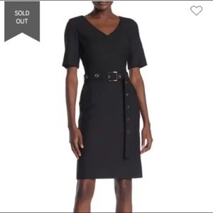 Hugo Kleosa VNeck Belted Sheath Dress